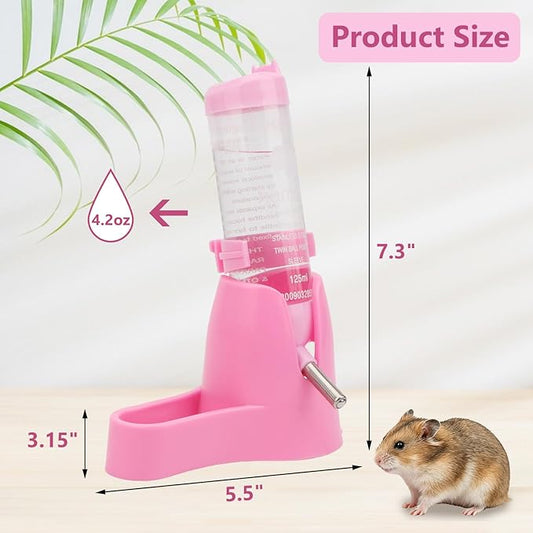 Litewoo 3 in 1 Hamster Water Bottle Small Animal Water Bottle with Food Container Base Hut Hanging Pet Automatic Feeding Drinking Dispenser for Dwarf Hamster Rats Mouse Gerbil Mice