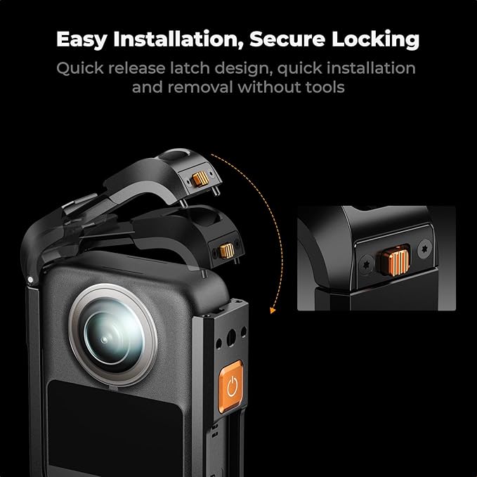 K&F CONCEPT Upgrade Metal Camera Cage Compatible with DJI Osmo 360 Accessories, Aluminum Protective Case | with Silicone Lens Cover | Expansion Frame with 2 Cold Shoe Mount | Built-in Charging Contact