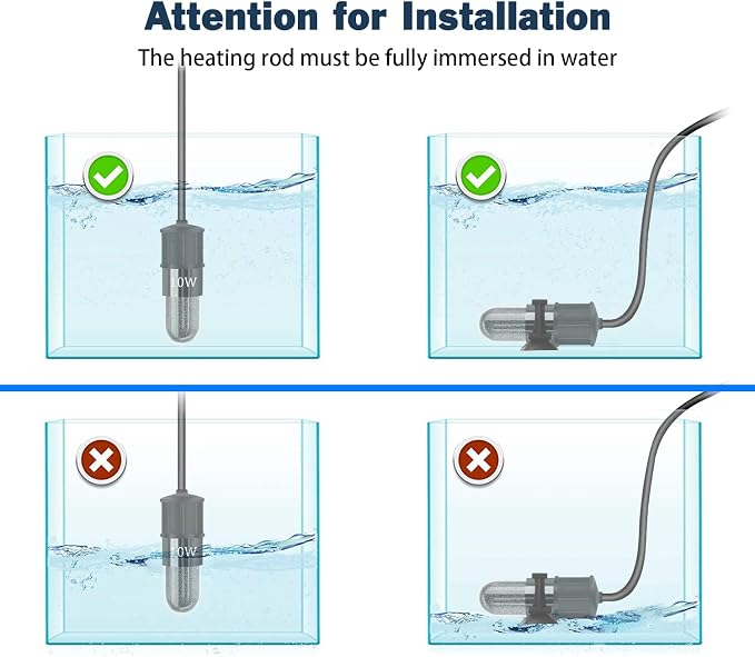 YOFOTHS Adjustable Mini Aquarium Heater 0.5/1/2/3 Gallon Submersible Small Fish Tank Heater 10W/20W/30W Digital Display Thermostat External Temperature Controller(20W)