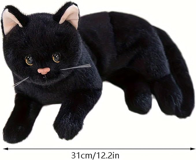 White Cat Plush Soft Plush Cat Toy, 12 inch Realistic Black Cat Stuffed Animal Gifts for Boys and Girls (White)
