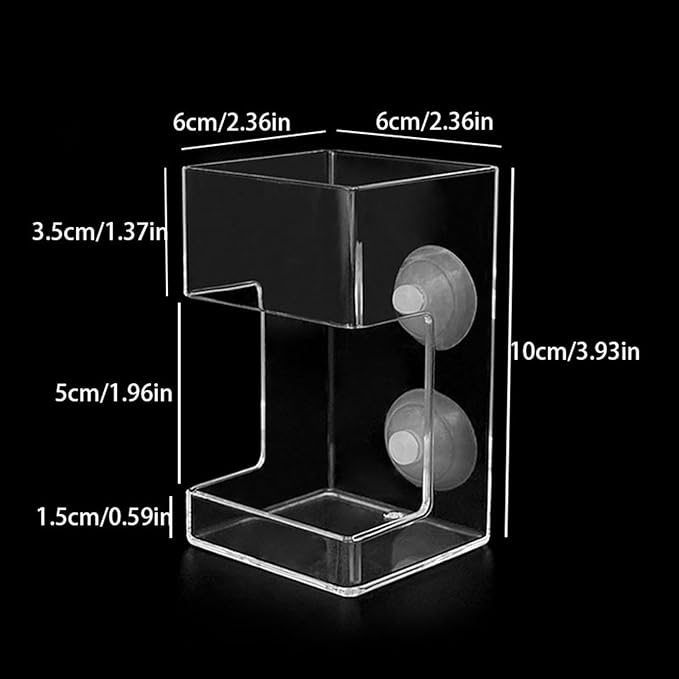 Fish Feeder Acrylic Worm Feeder Artemia Clear Floating Fish Tank Dish Tray Shrimp Feeder Dwarf Shrimp Golden Fish Betta Fish, Cuboid