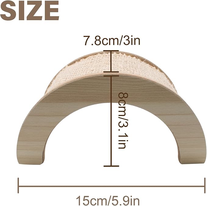 Hermit Crabs Climbing Bridge, Wooden Hermit Crab Climbing Toys with Jute Cloth, Hermit Crab Hideout, Aquarium Tank Accessory Small Animals Cage Accessory for Hermit Crab Hamster Chinchilla Ferret