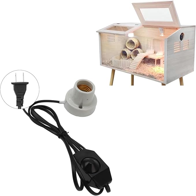 AUNMAS Reptile Heat Lamp, Ceramic Lamp Holder with E27 Socket, Pet Heater Bracket Suitable for All Reptiles(US Plug 120V)