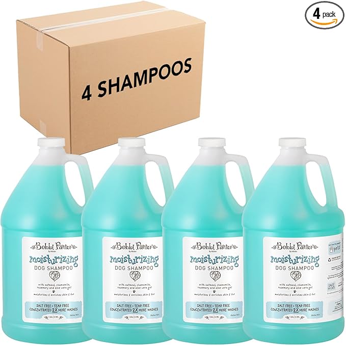 Bobbi Panter Oatmeal Dog Shampoo Aloe Vera, Chamomile & Rosemary – Moisturizing Natural Formula for Dry Skin, Tear-Free, 30:1 Concentrate, 1 Gallon (Case of 4)