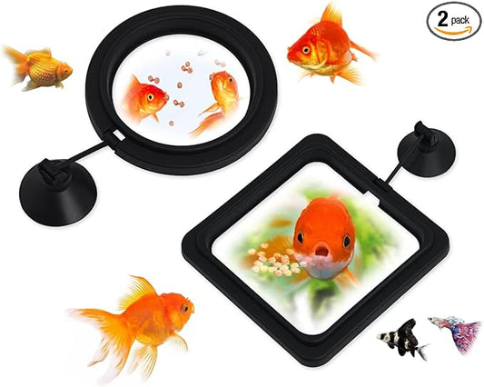 DS. DISTINCTIVE STYLE Fish Feeding Ring 2 Pieces Aquarium and Tank Floating Rings Food Feeders with Suction Cup(Black)