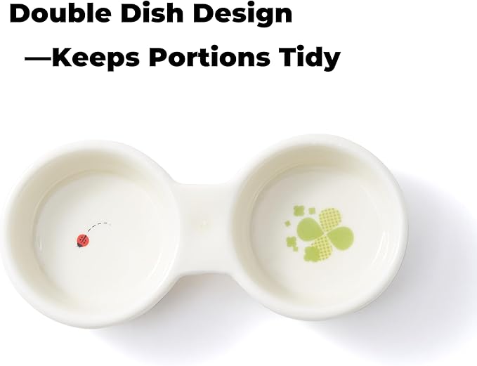 Sugar Glider Food and Water Bowl – Ceramic Shallow Double Dish, Stable Platform Feeder for Nectar & Soft Foods, Small Animal Cups for Sugar Gliders, Hamsters, Hedgehogs, Gerbils, Chipmunks