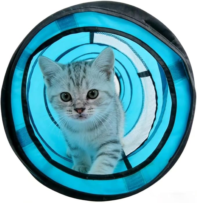 PAWISE Cat Tunnel for Indoor Cats, Collapsible Interactive Cat Toy Tube with Peek Hole, Foldable Pet Play Tunnel for Kittens Rabbits Small Animals, 10.5x34.5 Inches