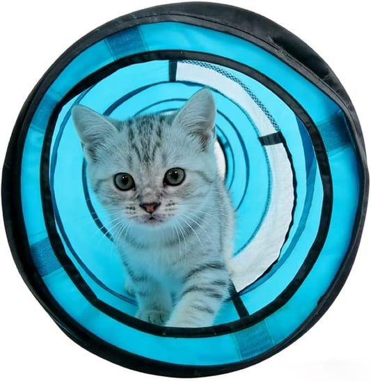 PAWISE Cat Tunnel for Indoor Cats, Collapsible Interactive Cat Toy Tube with Peek Hole, Foldable Pet Play Tunnel for Kittens Rabbits Small Animals, 10.5x34.5 Inches