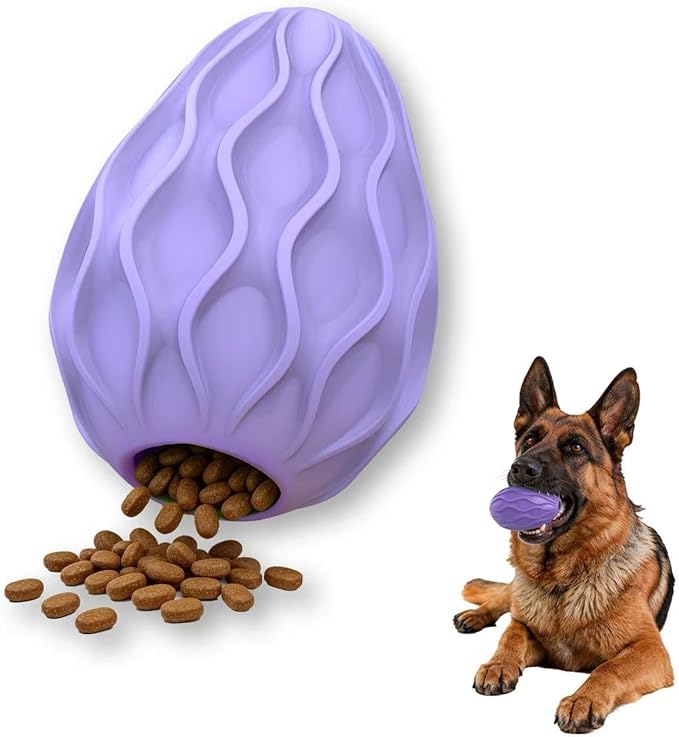 Dog Toys for Aggressive Chewers Durable Interactive Dog Chew Toys Tough Indestructible Treat Dispensing Cognitive Toys Mental Enrichment Puzzle Feeder Boredom Buster Anxiety Relief (Purple)