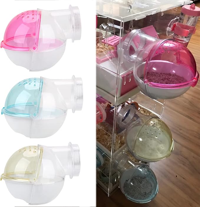 Hamster Sand Bathroom Guinea Pig Hideout Cage Accessories Sand Bath Container Small Pet Toilet Hamster Villa Transparent External(Upgrade Blue)