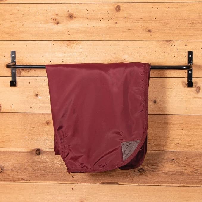 EASY-UP Horsewear Bar with Tack Hangers | Heavy-Duty Horse Blanket Rack | 34.25" Bar with Hooks for Halters & Leads | Mounts Easily to Stall Fronts | Ideal for Barn & Tack Room Use | Color Black