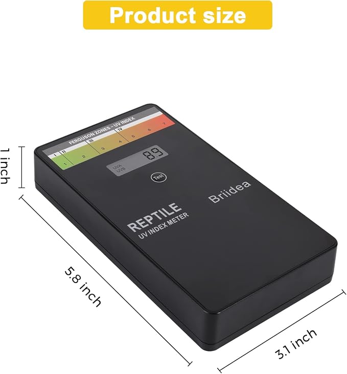 Reptile U/V Meter, Briidea U/V/B Index Meter, Measures 280-400nm with Range from 0-199.9 U/V Index, Make Sure Your Reptile & Amphibian Gets the Right Amount of U/V Light