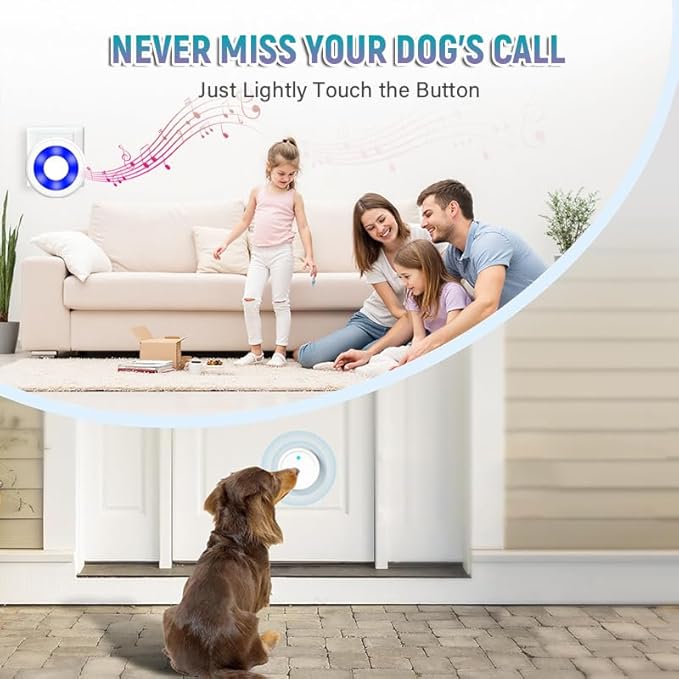 Scirove Wireless Dog Door Bell - Dog Bells to Go Outside for Potty Training, Dog Buttons for Communication, 58 Melodies & 4 Volume Pet Doorbell