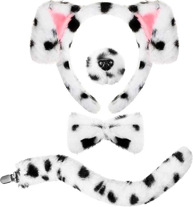SATINIOR Puppy Dog Costume Set Ears Headband Nose Bow Tie Tail Animal Cosplay for Halloween