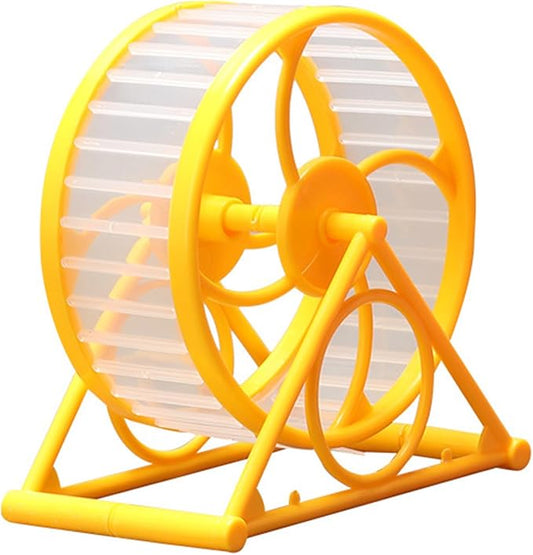 Pet Hamster Exercise Wheel with Stand - Playing Supplies Cage Toy for Gerbils - Jogging Toy - Small, Yellow