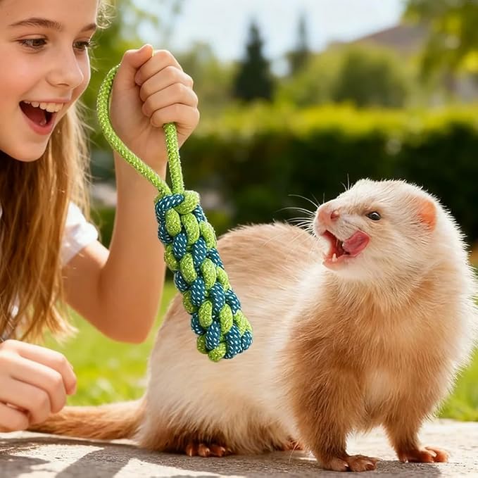 16 pcs Ferret Squeaky Enrichment Toys Set Rubber Balls Ferret Teeth Grinding Chewing Balls Teething Bouncy Bell Ball Interactive Sound Squeaker Toy Exercise Scratch Chew Toy for Ferrets Pet Cat Dog