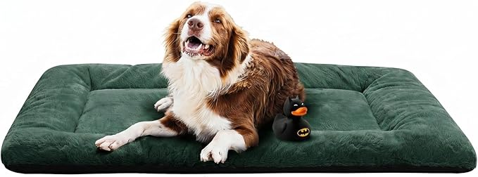 Dog Beds Crate Pad for Extral Large Dogs Fit Metal,Ultra Soft, Washable & Anti-Slip Kennel Pad for Dogs Cozy Sleeping Mat,Green 48inch