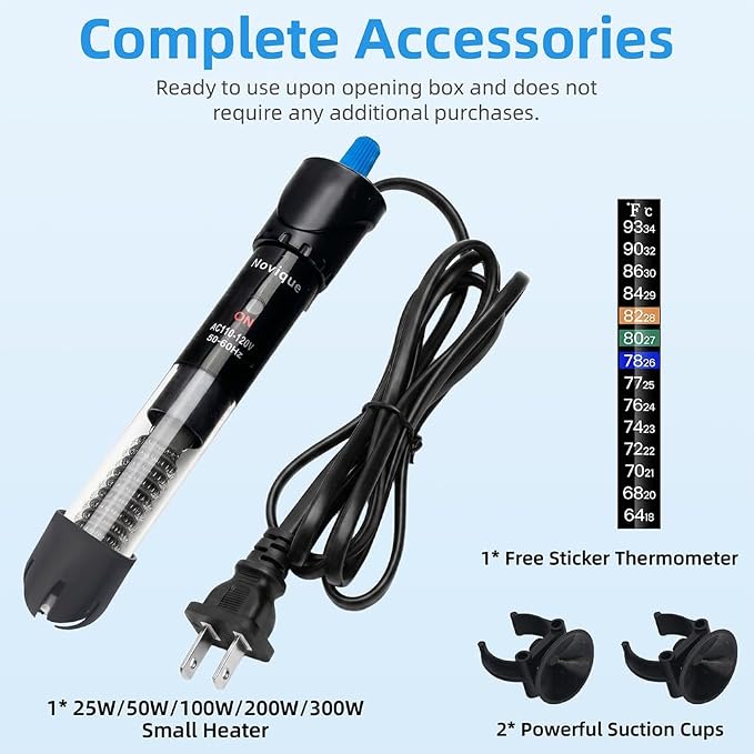 300W Aquarium Heater Adjustable Temperature Submersible Fish Tank Heater Water Thermostat with Thermometer for Freshwater and Saltwater Tanks