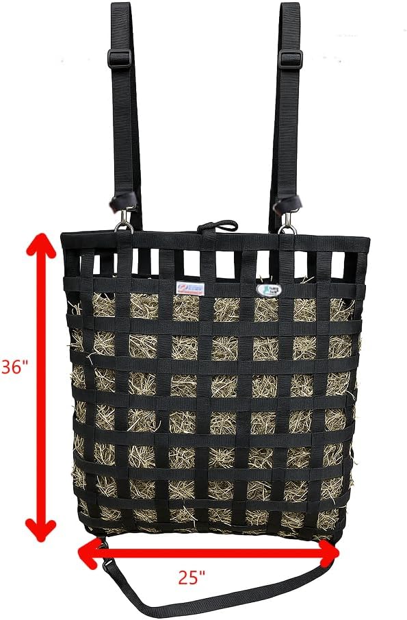 Tahoe Tack Slow Feed Hay Bag for Horses – Patented Durable Nylon Hay Bag with 2"x2" Mesh, Easy-Fill Top Ring, Tough Bottom for Trailer & Stall Feeding
