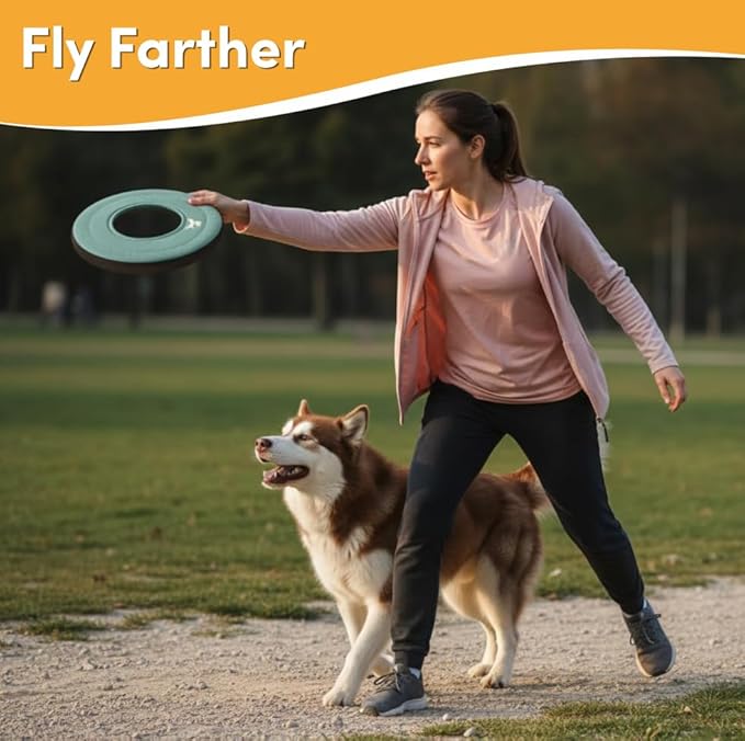 OllyDog Super Flyer, Floating Dog Disc for Water Play – Soft Durable Dog Fetch Toy, Eco-Friendly Recycled Material, Gentle on Teeth, Lightweight Flying Disc for Medium, Large Dogs (Surf, 11")