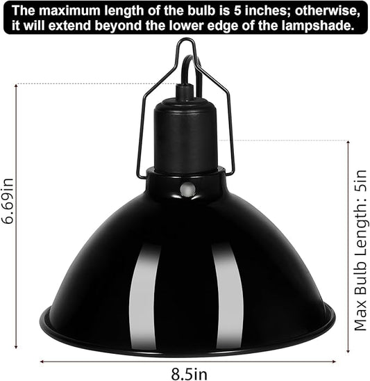DXOPHIEX 8.5inch Dome Reptile Heat Lamp Reptile Light Fixture UVB Light Fixture Max 150W for Bearded Dragon, Turtles, Snake and Lizard Terrarium