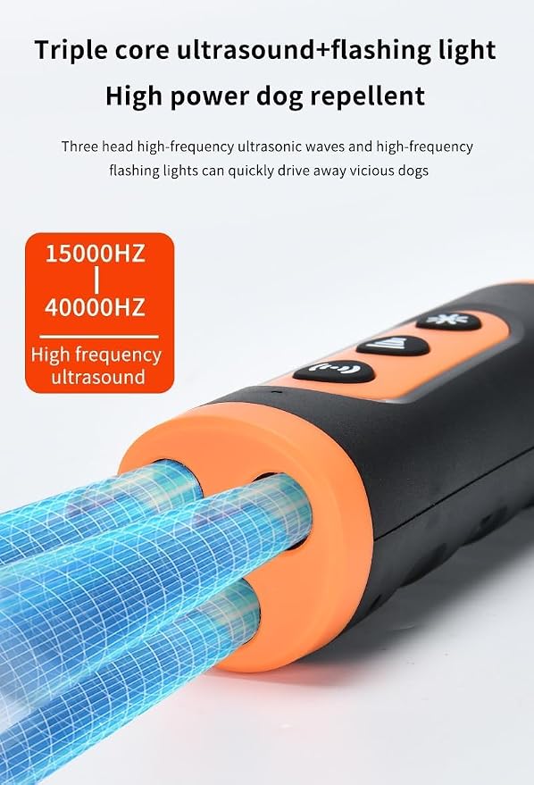 Ultrasonic Dog Bark Deterrent Device, Anti Barking Device for Dogs, Dog Training Stops Bad Behavior, Effective Control Range Ultrasonic 50ft, Flashlight & Beep | Safe for Human & Dogs