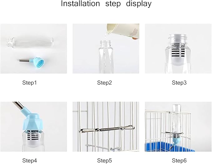 Water Bottle with Filter Leakproof Water Dispenser for Small Animals Drip Metal Nozzle - Yellow - M