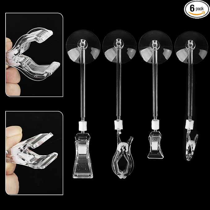 6 Pack Veggie Aquarium Seaweed Clips Fish Food Holder Wide Mouth Clips Plants Suction Cups Algae Clip for Freshwater and Marine Fish Tank (Mixed Clip)