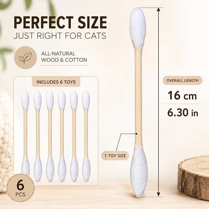 Cat Q Tip Toy with Catnip Cotton Swabs Qtip Cat Toy Pack Catnip Toys for Indoor Cats Giant Qtip Cat Toy Chew Sticks, Durable Felt Interactive