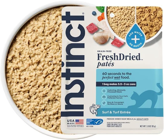 Instinct FreshDried Pates, Freeze Dried Cat Food, Grain Free - Surf & Turf Entrée, 3 oz. Bag