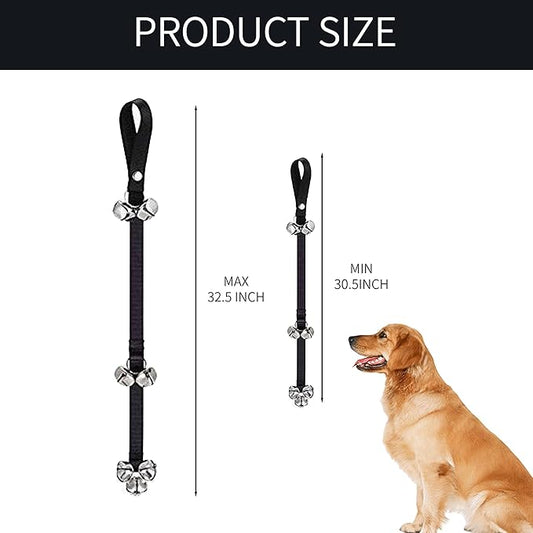 TJE Dog Doorbells Puppy Potty Training Tool Adjustable Rope with 6 Loud Bells Easy to Hang on Door Handles for Small Medium Dogs (Black)