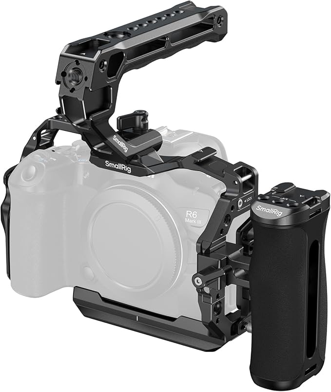 SmallRig Camera Cage Kit for Canon R6 Mark III / R6 Mark II with Top Handle, Side Handle and Cable Clamp, HawkLock Dual NATO Rails, Quick Plate for Arca, Support Handheld and Low-Angle Shooting-5956