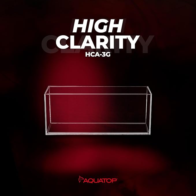 Aquatop High Clarity Glass Aquarium - Ideal for Salt & Freshwater Tanks Bookshelf Aquarium - 3 gal Fish Tank - HCA-3G