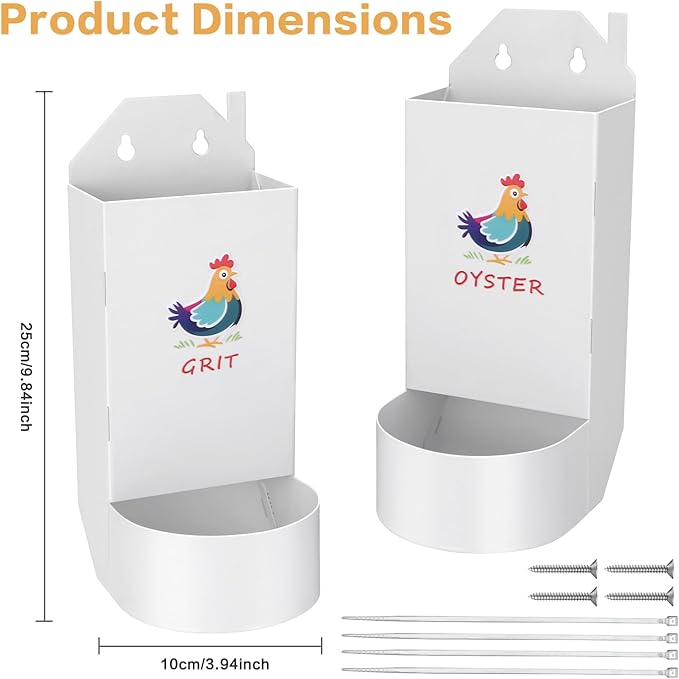 Chicken Grit and Oyster Shell Feeder,Metal Automatic Chicken Feeder,Chicken coop Accessories Poultry feeders, Suitable for Quail, Pigeons, Doves, Chicks