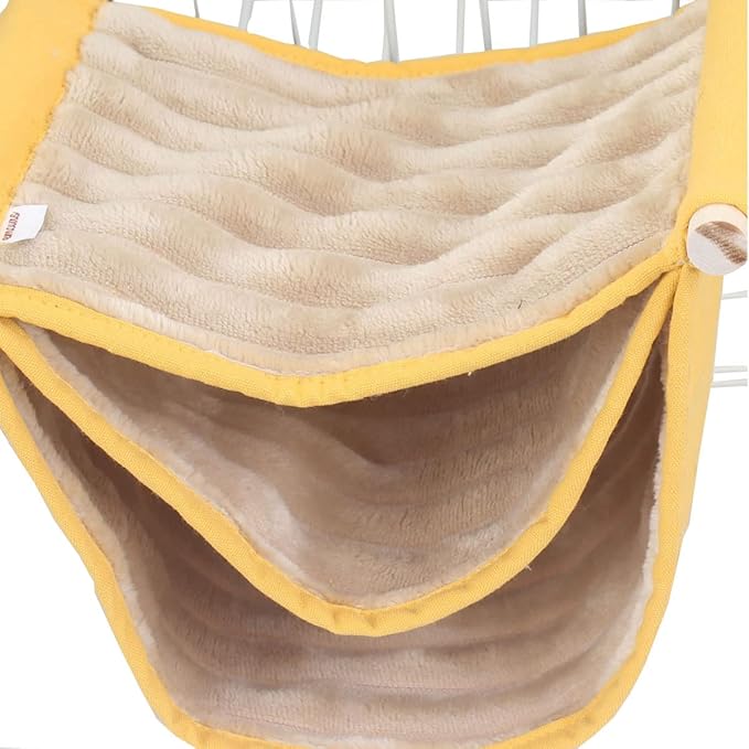 emours Small Animal Hammock Hamster Parakeets Bed Bird Nest Cage Corner Hideout Triple Play Platform for Parrots Rat Sugar Glider with Warm Fleece (Three Layer)