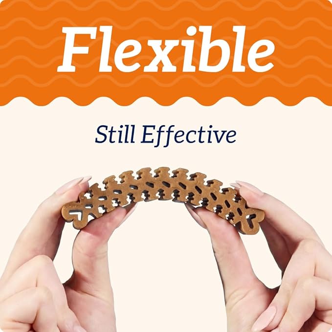 Groovies Flexible Dog Dental Chews with Patented DentalFit Technology to Help Support Tartar Control & Fresh Breath, Medium Dog Chews for 15-25 lb Dogs, USA Manufactured Oral Care, 20 Chews