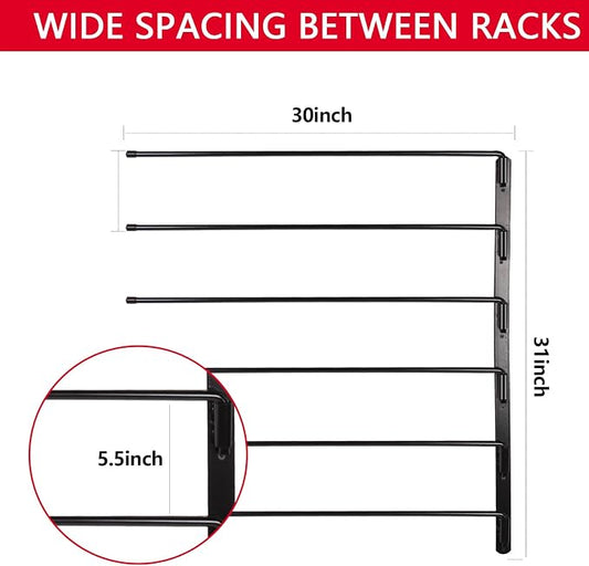 TOMESHA Saddle Pad Rack-Horse Blanket Holder,Extra-Long Rack Arms for Various Accessories,Heavy Duty 180 Degree Swing-Out Wall Mount,Six (6) Well-Spaced,Storage Rack Stand Wall Mount