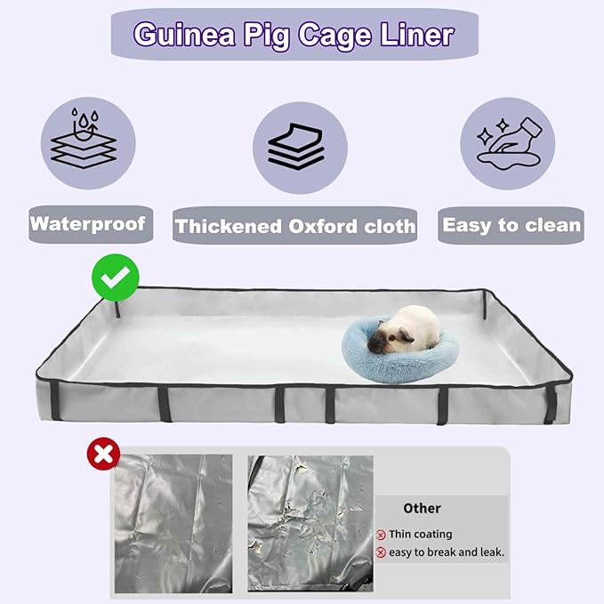 DZWLKJ Guinea Pig Cage Liner Tarp Bottom Waterproof and Washable Base Also for Rabbits, Bunny, Chinchesillas, Hedgehog, Ferrets and Other Small Animals(24x60 inches)