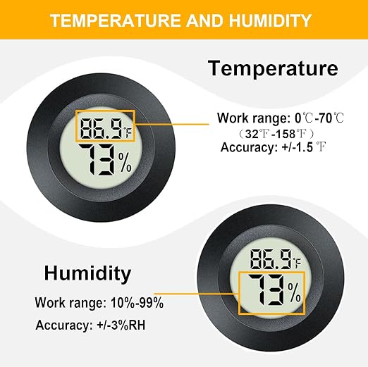 JEDEW 6 Pack Hygrometer Thermometer Digital Humidity Meter Indoor/Outdoor Humidity Monitor Reptile Thermometer for Greenhouse Humidors Terrarium Jars ℉/ ℃(6)