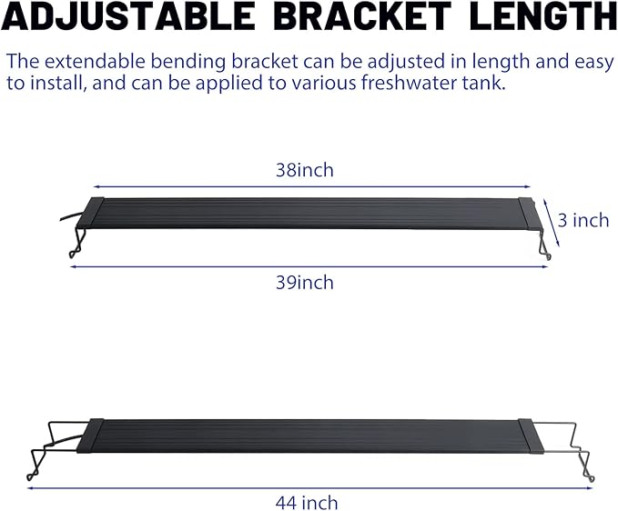 WaterRebirth Ultra-Slim Full Spectrum LED Aquarium Light with Adjustable Brackets,1250LM 30W for 36Inch to 42Inch Fish Tank Lighting Fresh Water