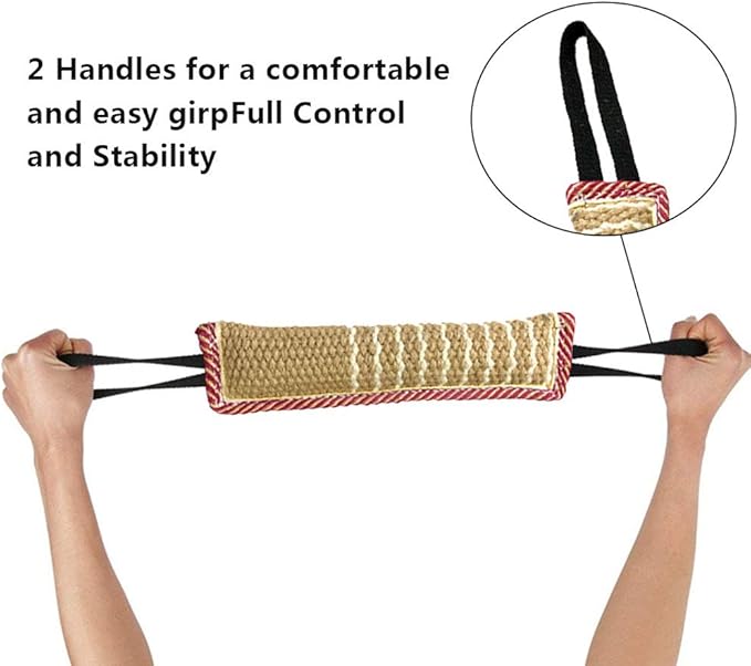 ToLanbbt Dog Tug Toy, Dog Bite Jute Pillow Pull Toy with 2 Strong Handles, Perfect for Tug of War, Puppy Training Interactive Play, Bite Training Toys for Medium to Large Dogs (Pink Yellow)