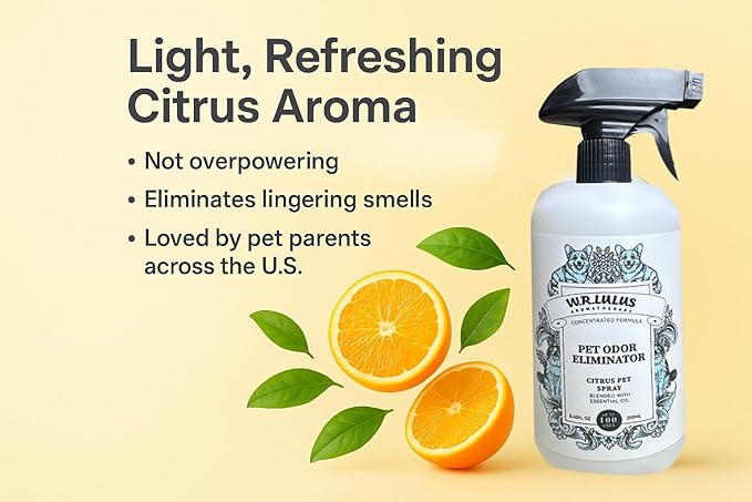 Pet Odor Eliminator Spray – Urine Odor Eliminator for Carpet, Couch & Litter Box –Pet Stain Remover and Strong Odor Eliminator – Safe for Dogs, Cats, Small Animals – Citrus Scent 8.45 Oz