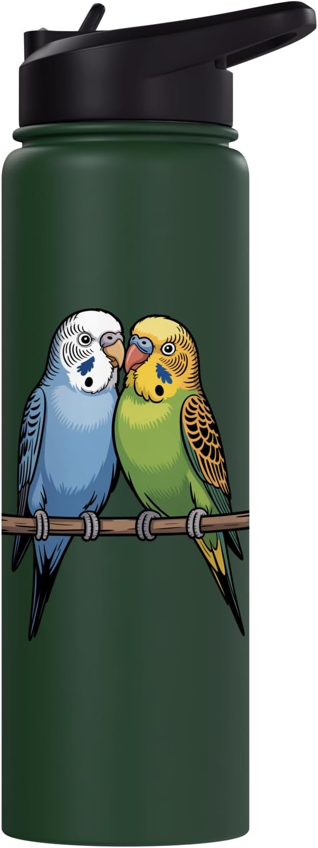 Parakeet Couple Cute Budgie Bird Lovers Art Stainless Steel Insulated Water Bottle