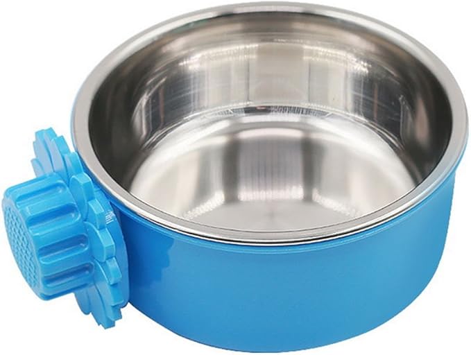 DEVILMAYCARE Pet Feeder Dog Bowl Stainless Steel Food Hanging Bowl Crates Cages Dog Parrot Bird Pet Drink Water Bowl Dish Accessory (S: 4.5''x2'', Blue)