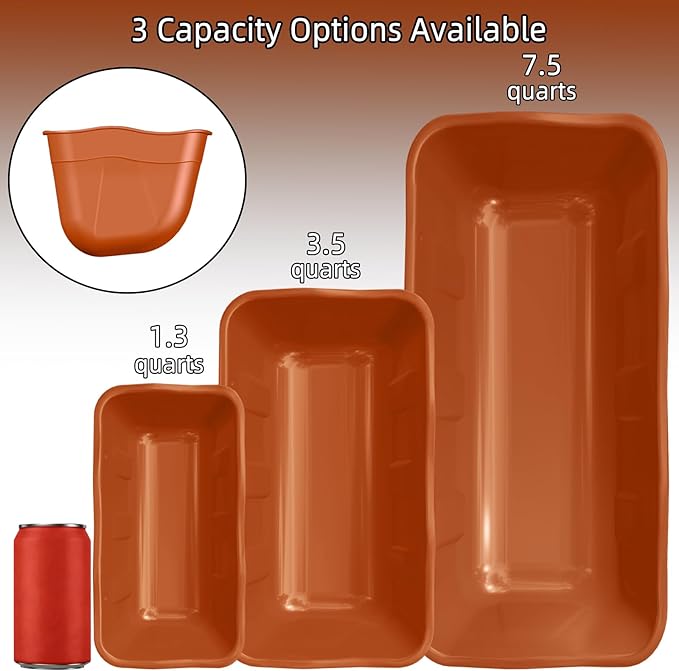 Hanging Chicken Feeders,Duck Feeder Waterer,Small Feed Trough 1.3 Quart 2 Pack,Hanging Fence Feed Trough for Poultry,Terracotta
