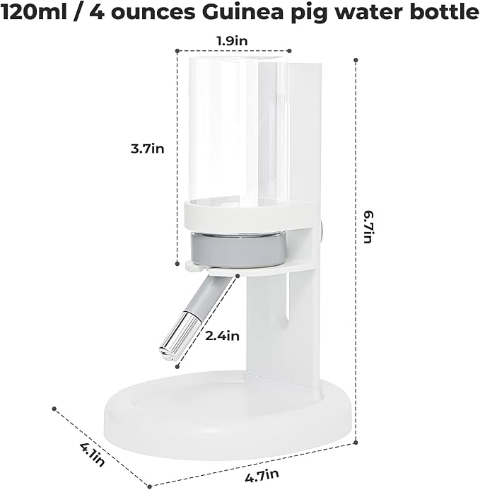 mini&moe Hamster Water Bottle No Drip – 4 oz Guinea Pig Water Bottle for Glass Tank with Adjustable Stand, Leak Proof Small Animal Water Dispenser for Cage for Gerbil Chinchilla Ferret Hedgehog