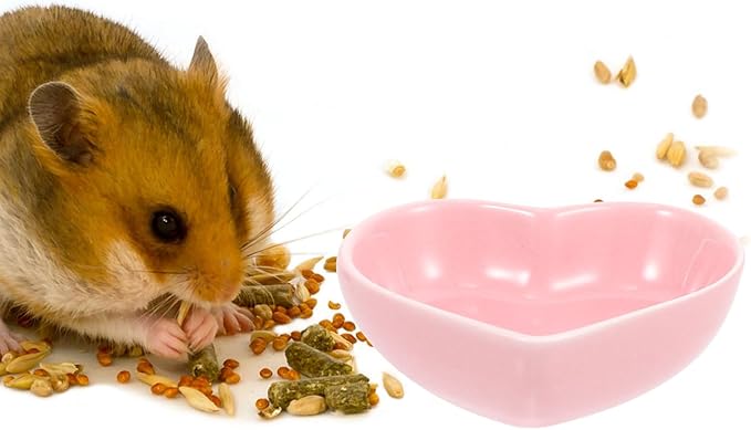 POPETPOP 3Pcs Hamster Food Bowl, Ceramic, Heart-Shaped Pet Feeder, Sufficient Quantity, Compact Size, Wide Application