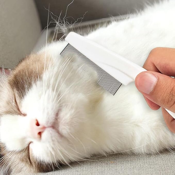 Dog Comb 2 Pack, 2026 New Professional Pet Eye Comb and Grooming Comb Set, Stainless Steel Fine Tooth Tear Stain Remover for Cats and Dogs, Pet Comb for Tangles Knots Loose Fur