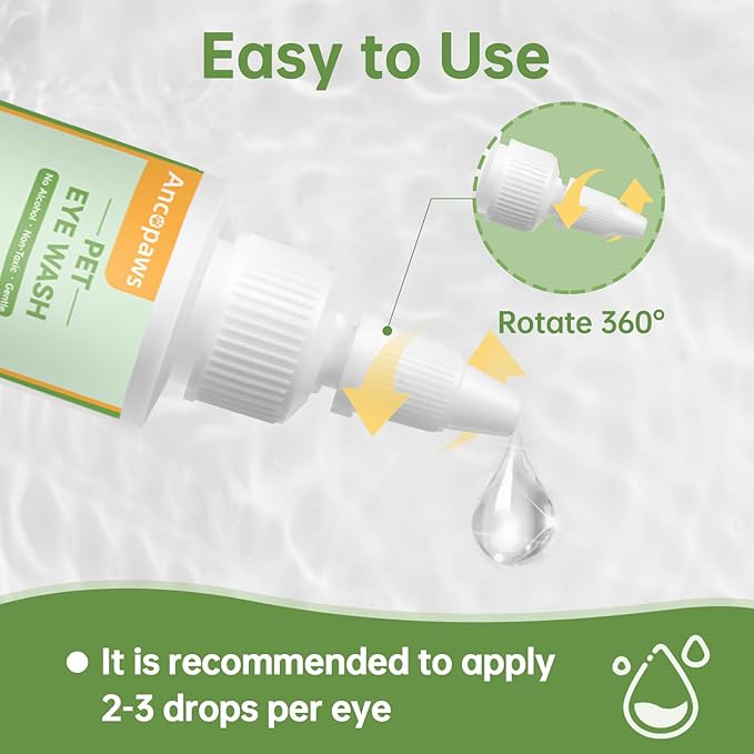 Eye Drops for Dogs & Cats: Pet Eye Wash to Soothe Allergy & Irritation - Dog Eye Drops to Relieve Dry Eyes Pink Eyes - Pet Tear Stain Cleaner - Suitable for All Animals