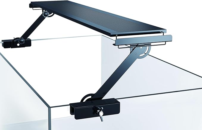 Metal Aquarium Light Riser & Holder - Adjustable Clamp Kit (2pcs), Max 0.9" Glass+Trim, Fits 4.9" Wide Lights on Lidless Tanks (Large)